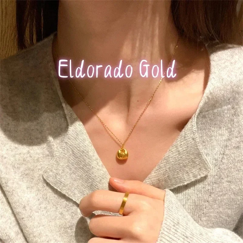 Eldorado Gold   Eldorado Gold 2025 2025AU750 18K Little Fat Fortune Pendant Women's Necklace Fashion Light Luxury High End Acces