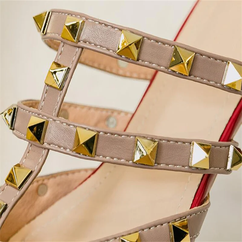 Summer New Pointed Low Heel Slippers Female Rivets Package Head Lazy Outside Wear Sandals Large Size 35-43