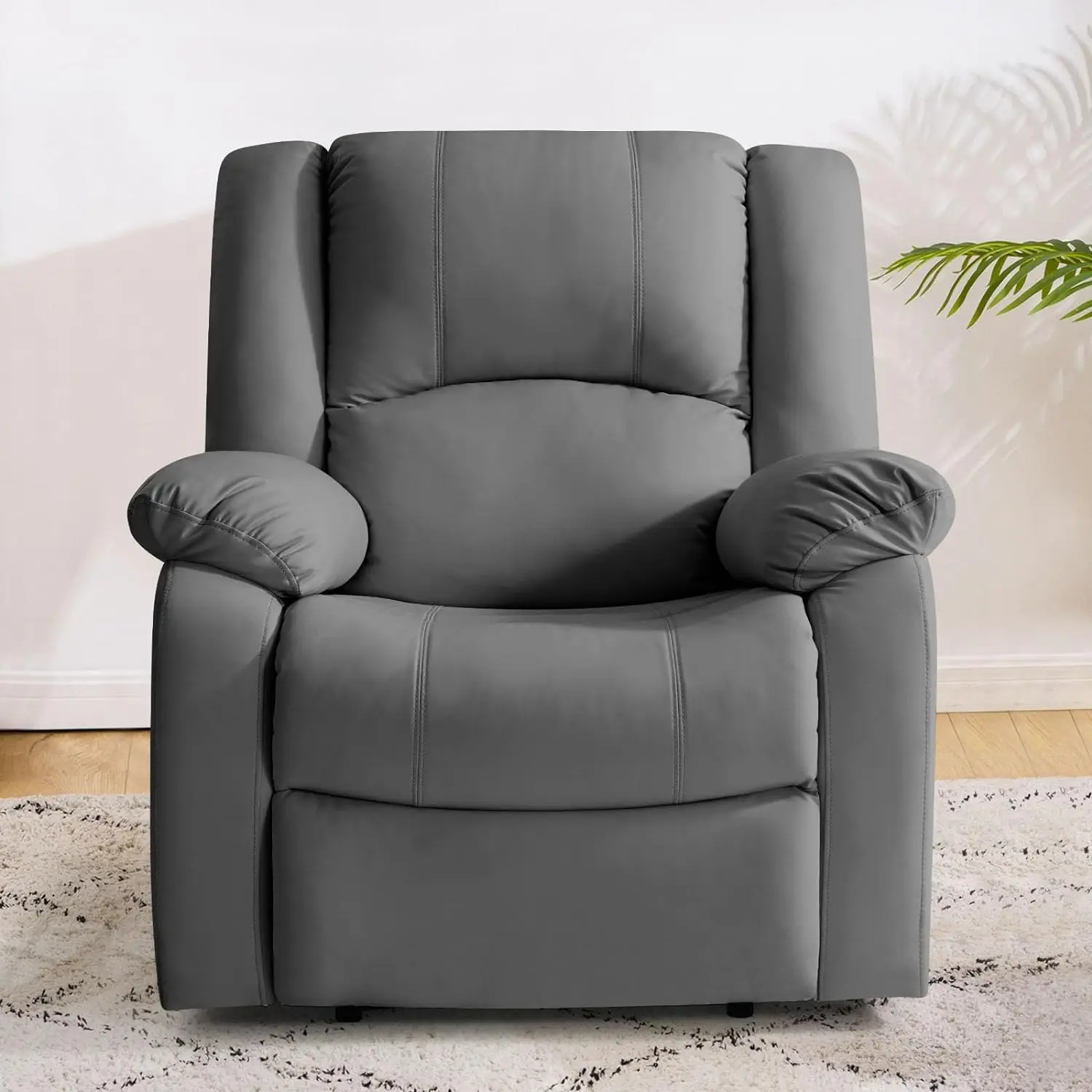 COHOME Manual Recliner Chair for Adults, Waterproof Leather Reclining Chairs for Small Spaces, Living Room Single