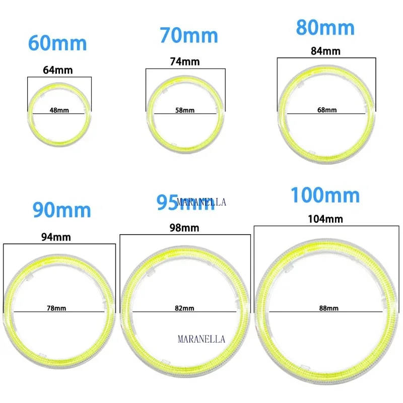 1PCS 60MM 70MM 80MM 90MM 95MM 100MM 110MM 120MM Angel Eyes Halo Ring Car Motorcycle DRL Fog Light LED Headlight Bulb Lamp DC 12V