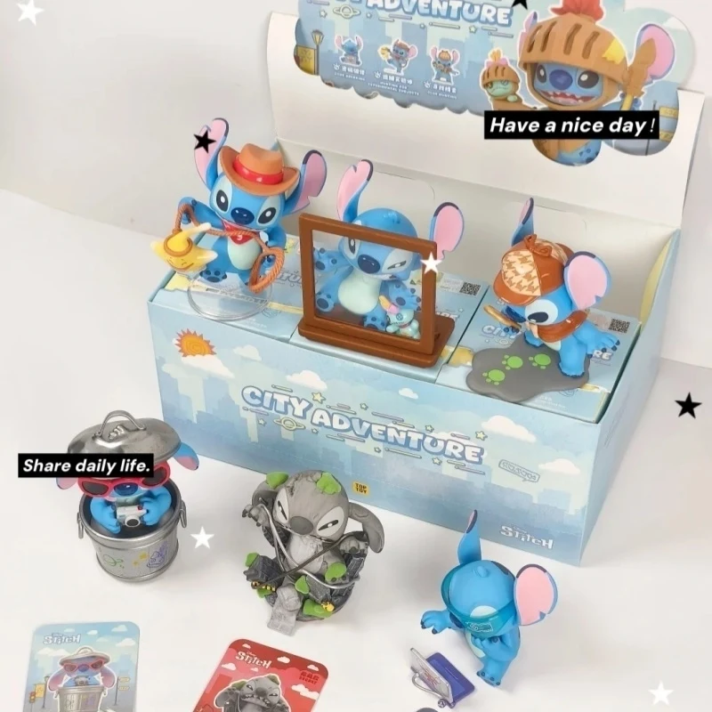 Toptoy Disney Stitch City Adventure Series Blind Box Doll Kawaii Anime Action Figure Surprise Mystery Box Toy Decor Girls Gift