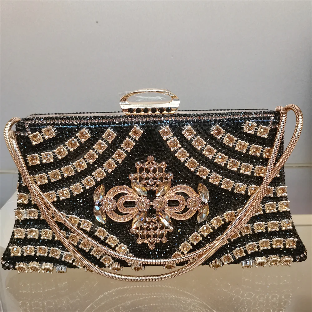 Luxury Women Rhinestone Evening Bag 2024 New Handbag Lady Shoulder Bag Elegant Bling Shiny Diamond Evening Clutch Bag F626-1