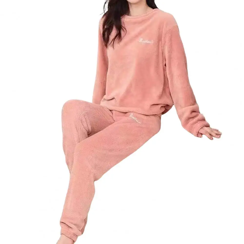 Plush Women Sleepwear Pyjama Two Pieces Set Women Sleepwear Autumn Winter Home Suits Pajamas Lounge Top Pants пижама женская 잠옷