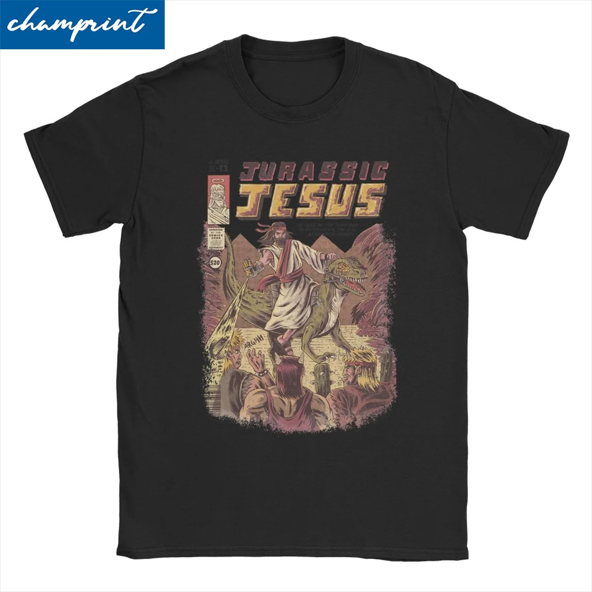 Camiseta de Manga de Jesús Jurásico para hombre y mujer, ropa de calle Harajuku, Monster Retro, videojuegos, Algodón puro, camisetas de verano