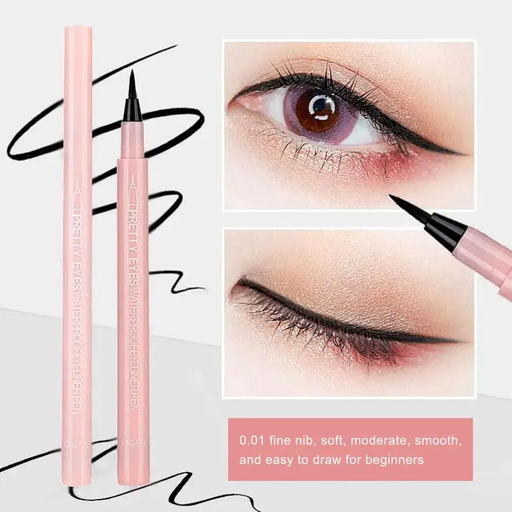 Small Pink Liquid Black Eyeliner Pen Quick-drying Eyeliner Waterproof Eyes Liquid Liner Matte Pencil Lasting Makeup Eyeline J9N1