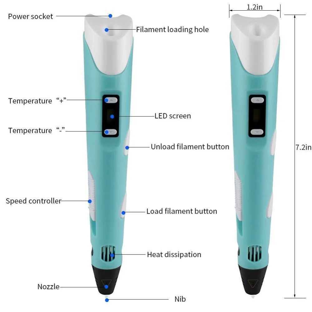 Children Child Kids 3D Drawing Pen 3D Printing Pen for 3D Pen LCD Screen Compatible PLA Filament Toys for Kids Christmas Gift