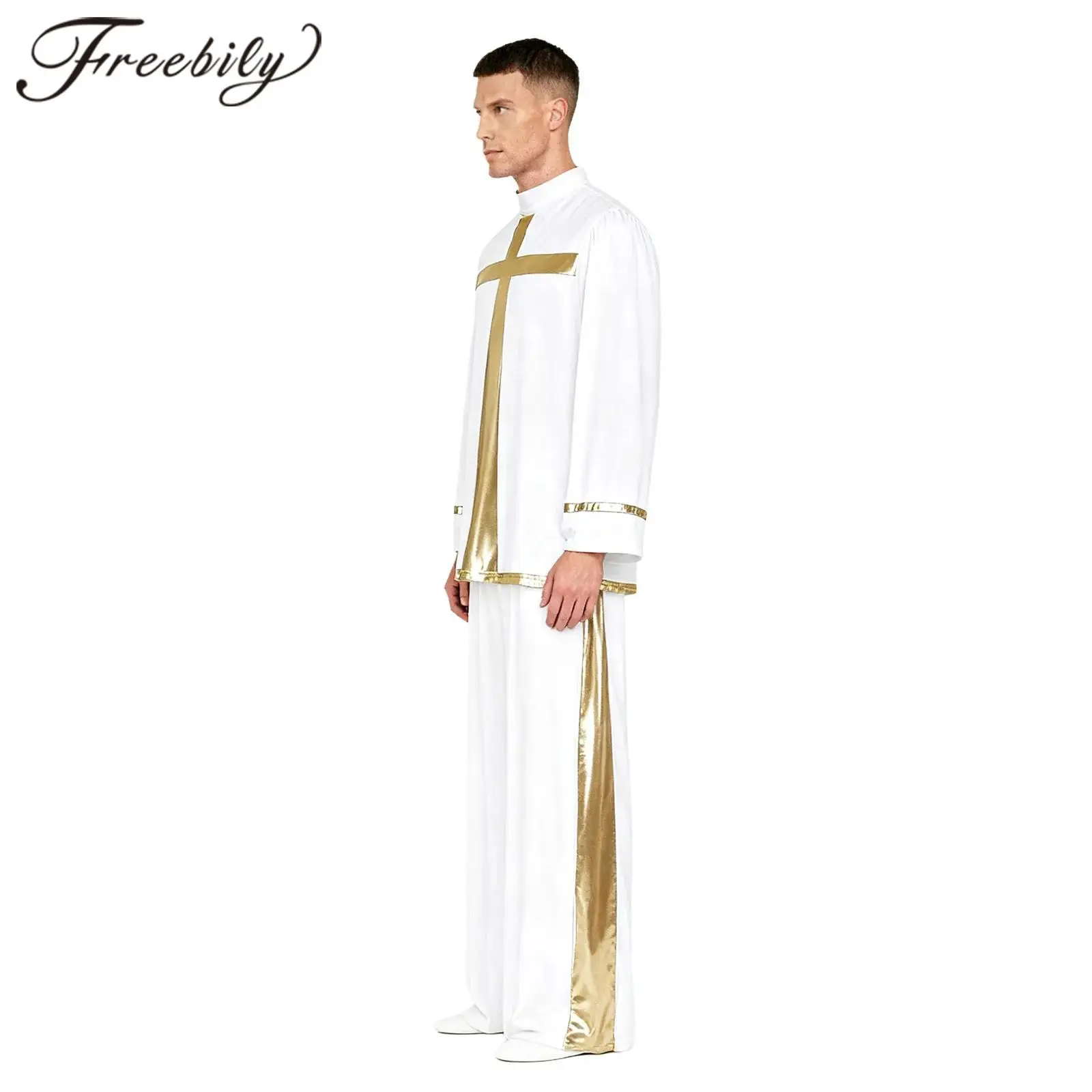 

Mens Worship Praisewear Celebration of Spirit Church Choir Performance Costumes Adults Metallic Lyrical Liturgical Dance Outfit