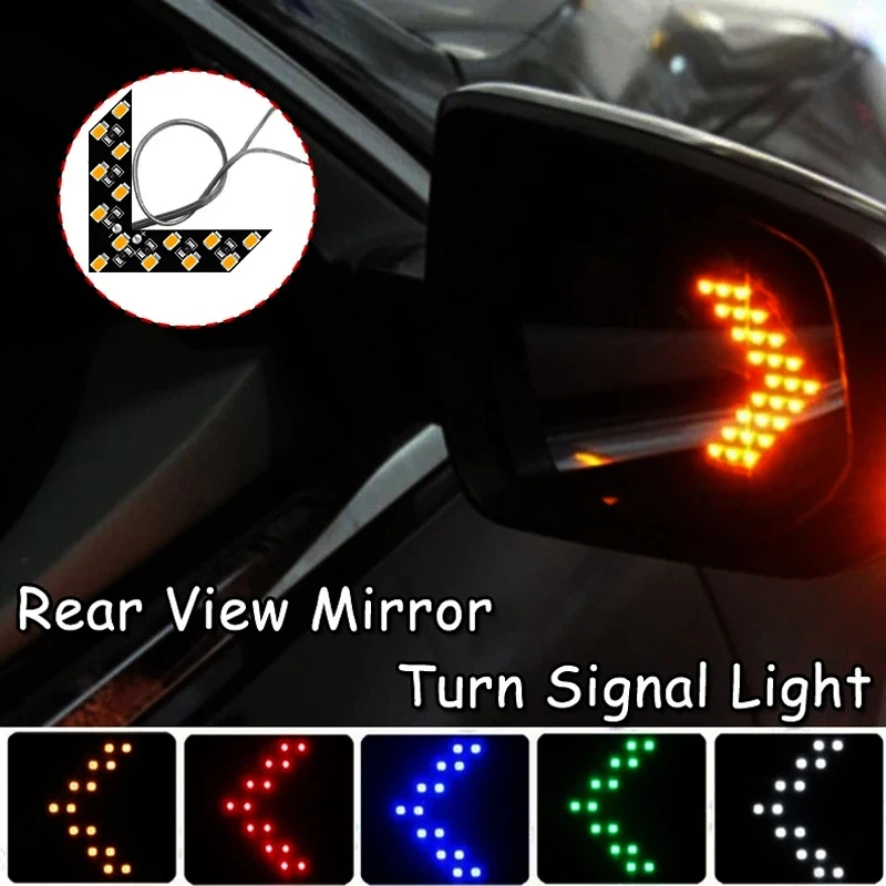2PCS Car LED rear view mirror arrow panel light Mirror Indicator Turn Signal Bulb Car Rearview mirror light Styling Red Yellow