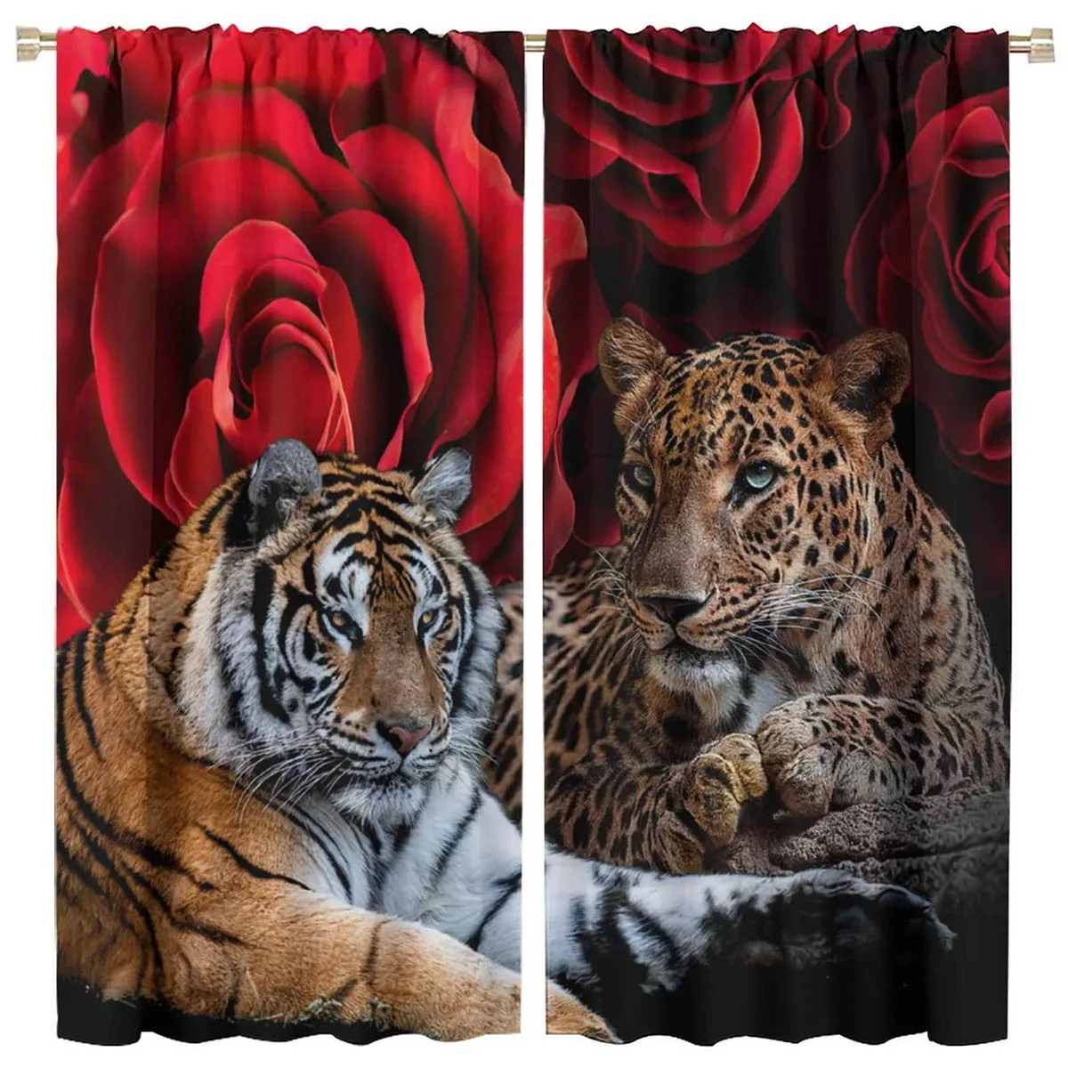 

Cool Beast Animal 3d Printed Curtains Tiger Cheetah Pattern Bedroom Living Room Study Window Decoration Curtains 2 Pieces