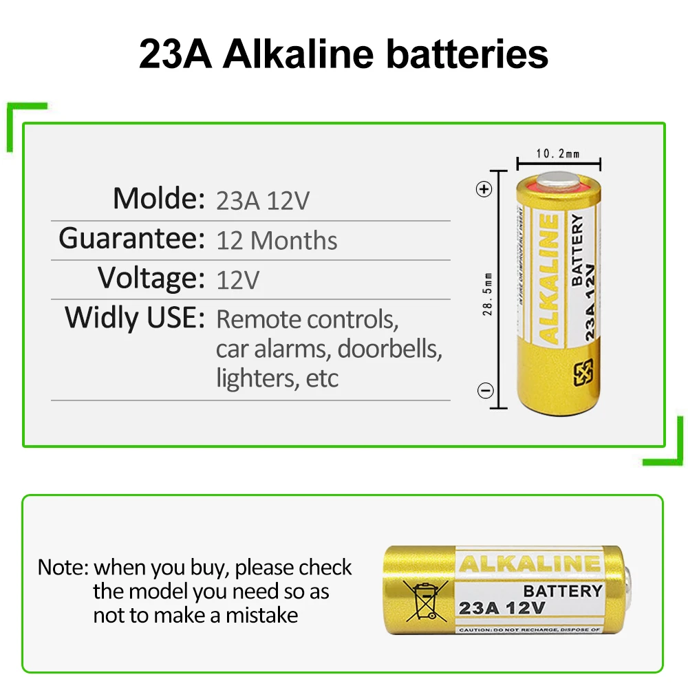 PUJIMAX 20 szt. Sucha bateria alkaliczna 12V 23A 21/23 A23 kombinezon zabawka/dzwonek do drzwi/kalkulatory/pilot uniwersalny