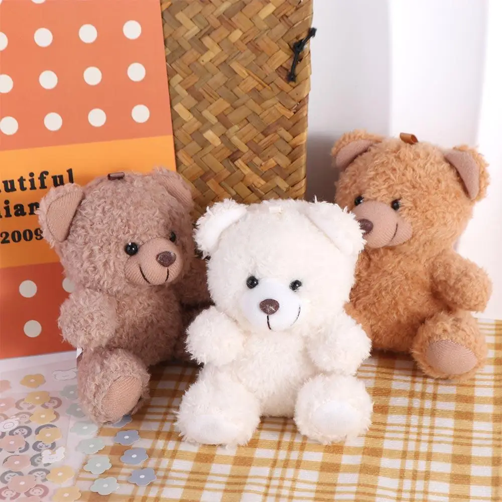 

Stuffed Animals Little Bear keychain Couple Curly Sitting 10Cm Soft Bear Bag Pendant Gifts for Baby