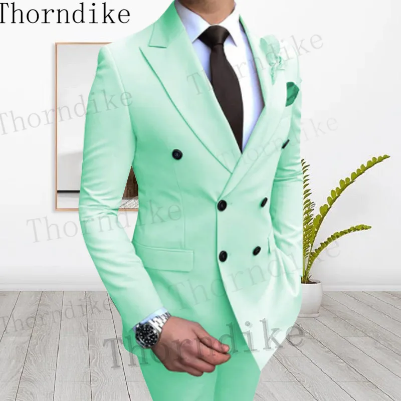 

Thorndike New Arrival Fashion Wedding Suit For Male Mint Green Blazer Pant Custom Made Plus Size Man Formal Tuxedo