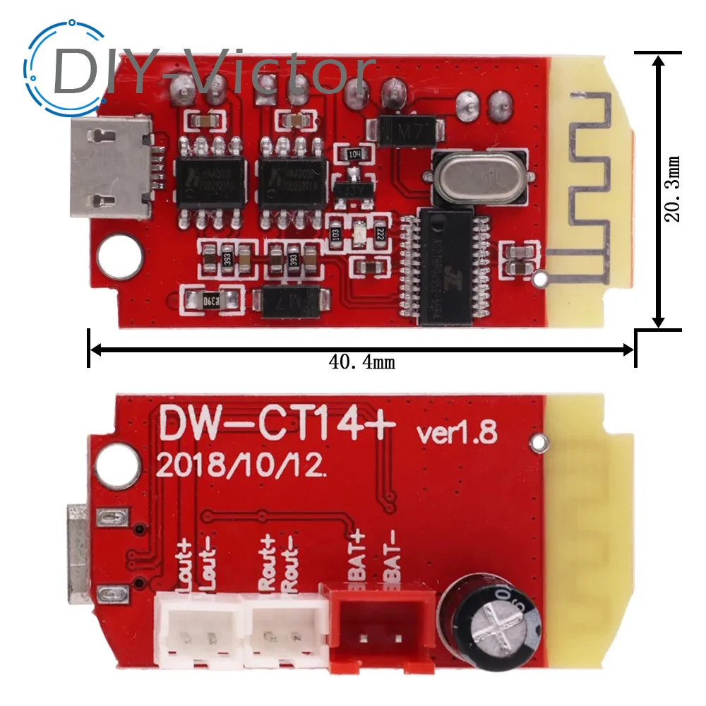 CT14 Micro 4.2 Stereo Bluetooth Power Amplifier Board Audio Module F Class 5W+ 5W with Charging DIY Modified Speaker