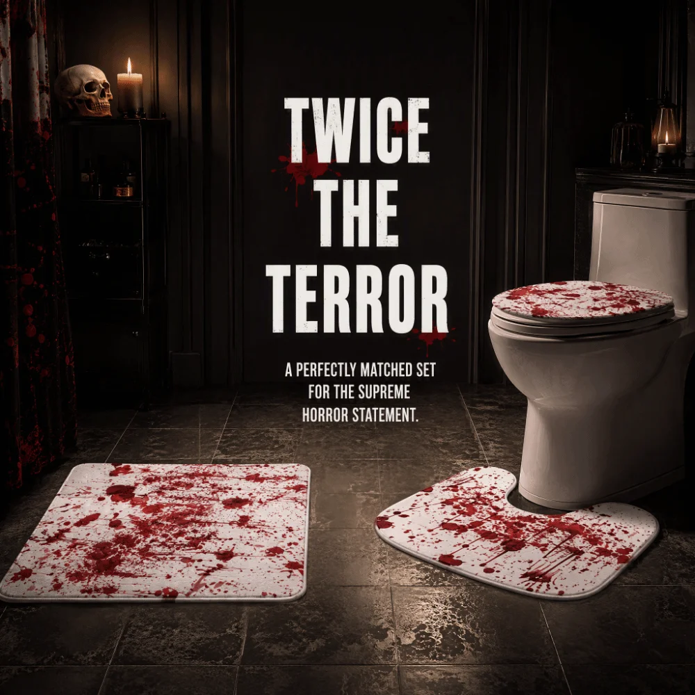 Blood Splatter Waterproof Bathroom Set Absorbent Anti-Slip Bath Mat U-Shaped 4 Piece Set Toilet Rug Bathroom