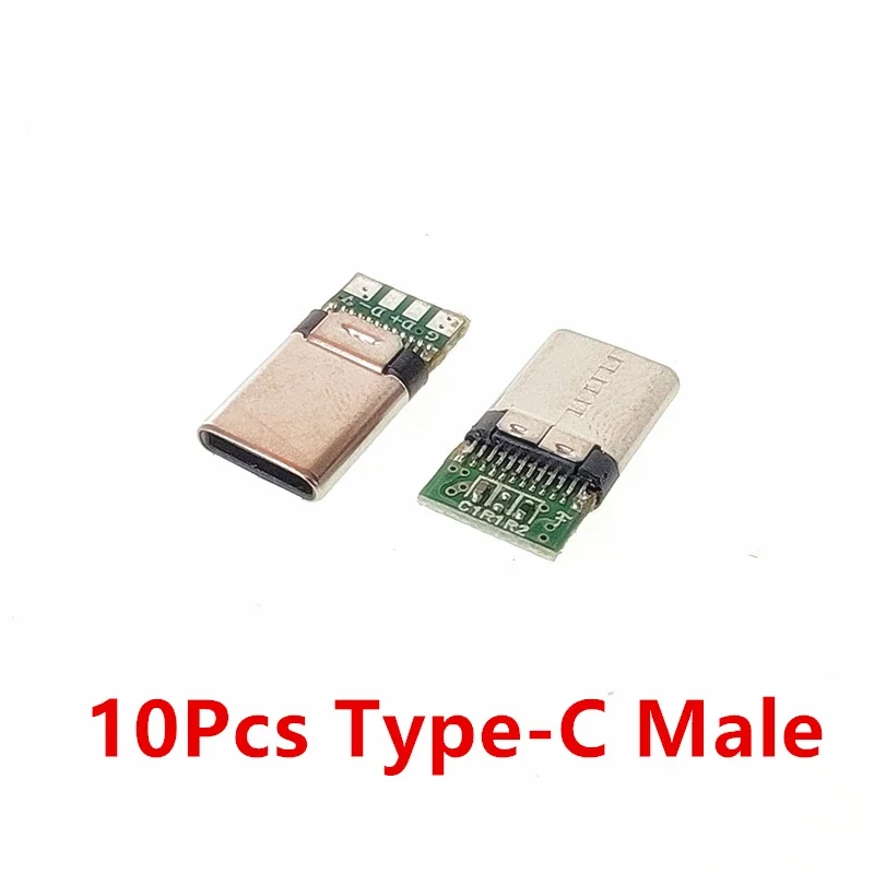 10pcs USB 3.1 Type-C Connector 24 Pins Male / Female Socket Receptacle Adapter to Solder Wire & Cable 24 Pins Support PCB Board