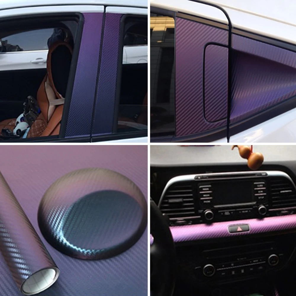 ثلاثية الأبعاد ألياف الكربون الحرباء ملصقات 152*10/20 سنتيمتر تصفيف السيارة احباط التفاف ملصق مائي الفينيل التفاف فيلم اكسسوارات الديكور الداخلي للسيارات