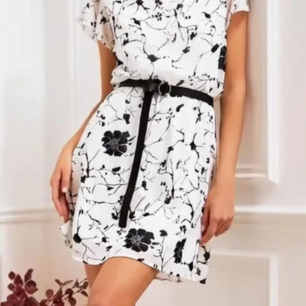 Summer French Style Dress Womens Puff Sleeve Floral Print Mini Skirt Slim Waist A Line Casual Elegant Fashion Outfits