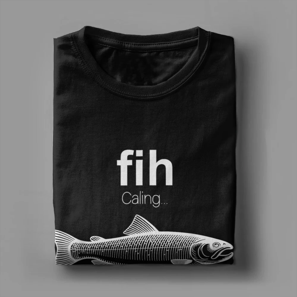الرجال النساء القطن تي شيرت Fih الاتصال تذكير لي رسالة انخفاض قبول مكالمة هاتفية الأسماك رهيبة تيز قصيرة الأكمام بلايز الملابس #4