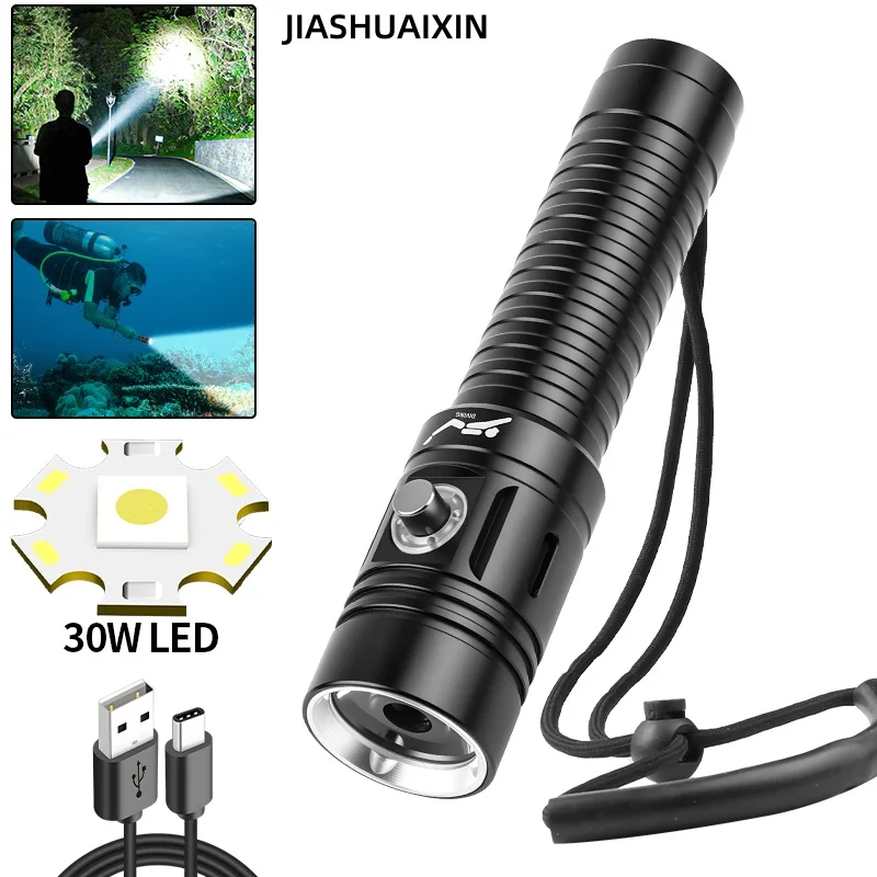 

JIASHUAIXIN D908 светодиодный профессиональный фонарь для дайвинга, глубина 100 м, фонарик для подводного плавания с аккумулятором 18650, портативный ультра-яркий фонарик