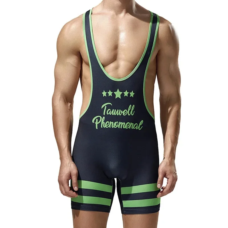 Factory Own Mens Undershirts Bodysuit Wrestling Singlet Fitness Workout Running Vest Bodywear Underwear Bodybuilding Jumpsuit