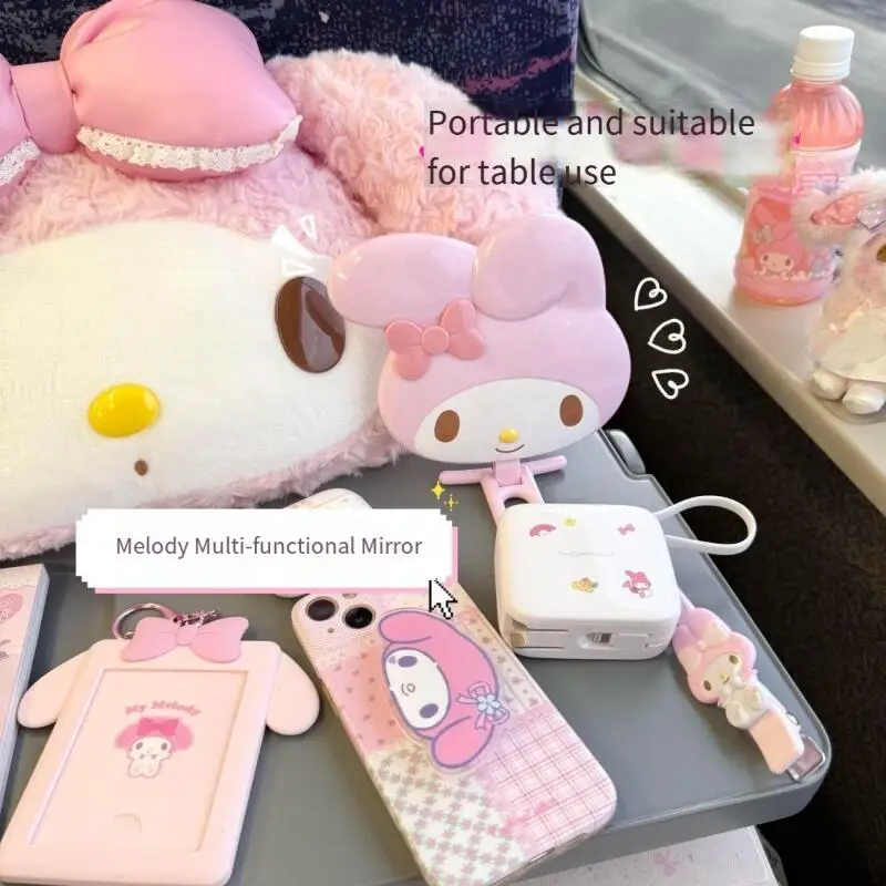 مرآة مكياج كرتونية من سانريوس، مرآة مكياج ماي ميلودي، محمولة وبسيطة ومبتكرة، هدية رائجة البيع لصديقتك #6