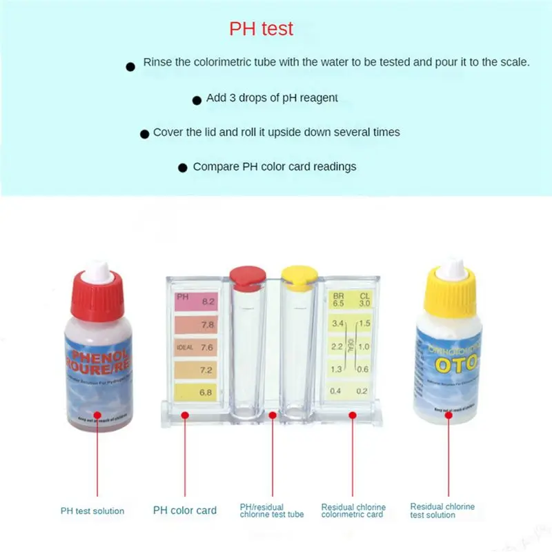 AT05-2X Pool And Spa Water Test Kits, PH And Free Chlorine Water Chemistry Test Kits,Acid-Base Water Test Box