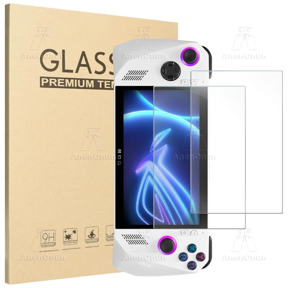 2 Pack Screen Protector Glass for ROG Ally/ROG Ally X/MSI Claw A1M 9H Hardness Anti-Scratch 2.5D Curved Edge HD Tempered Film