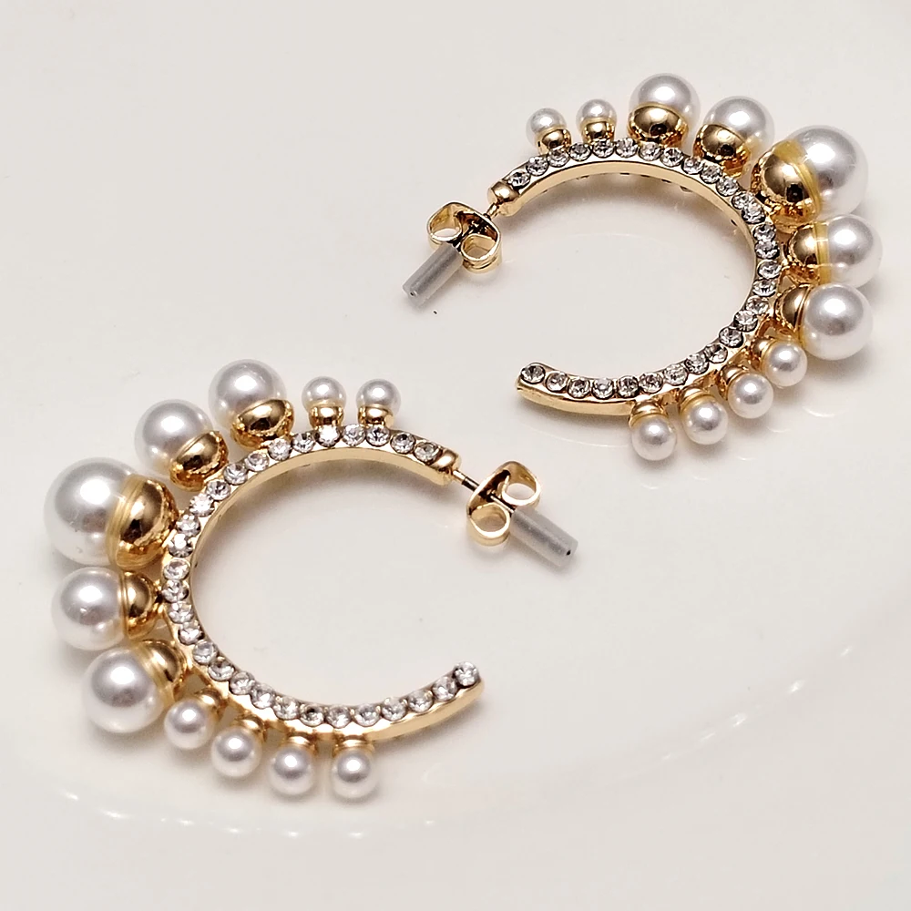 Fashion Geometric Metal Pearl Earrings For Women Personality Tassel Circle Simple Wedding Party Jewelry Gift Wholesale ﻿