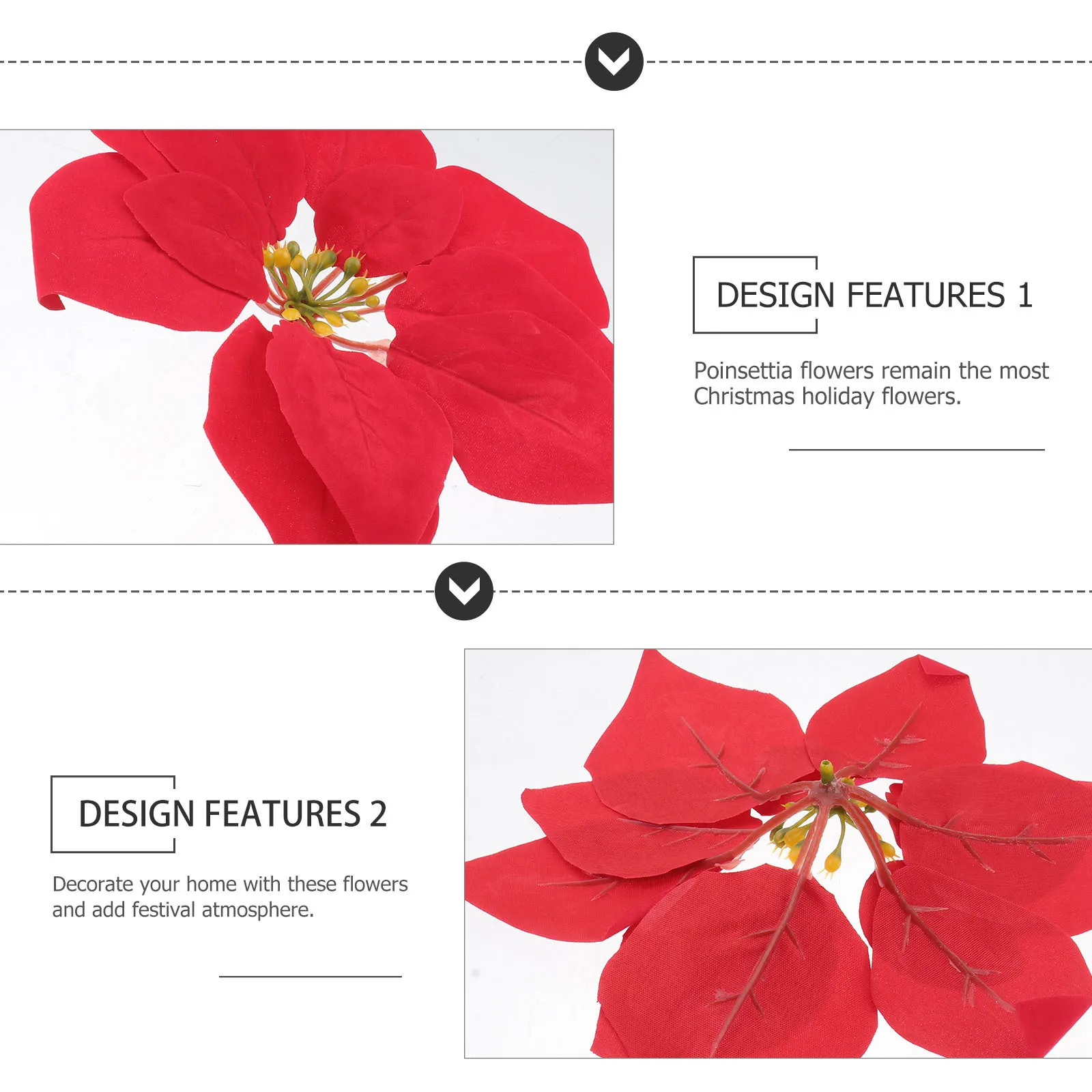 

20Pcs Red Poinsettia Artificial Flowers Christmas Tree Decorations Xmas Front Door Wreath Table Centerpieces Decorations