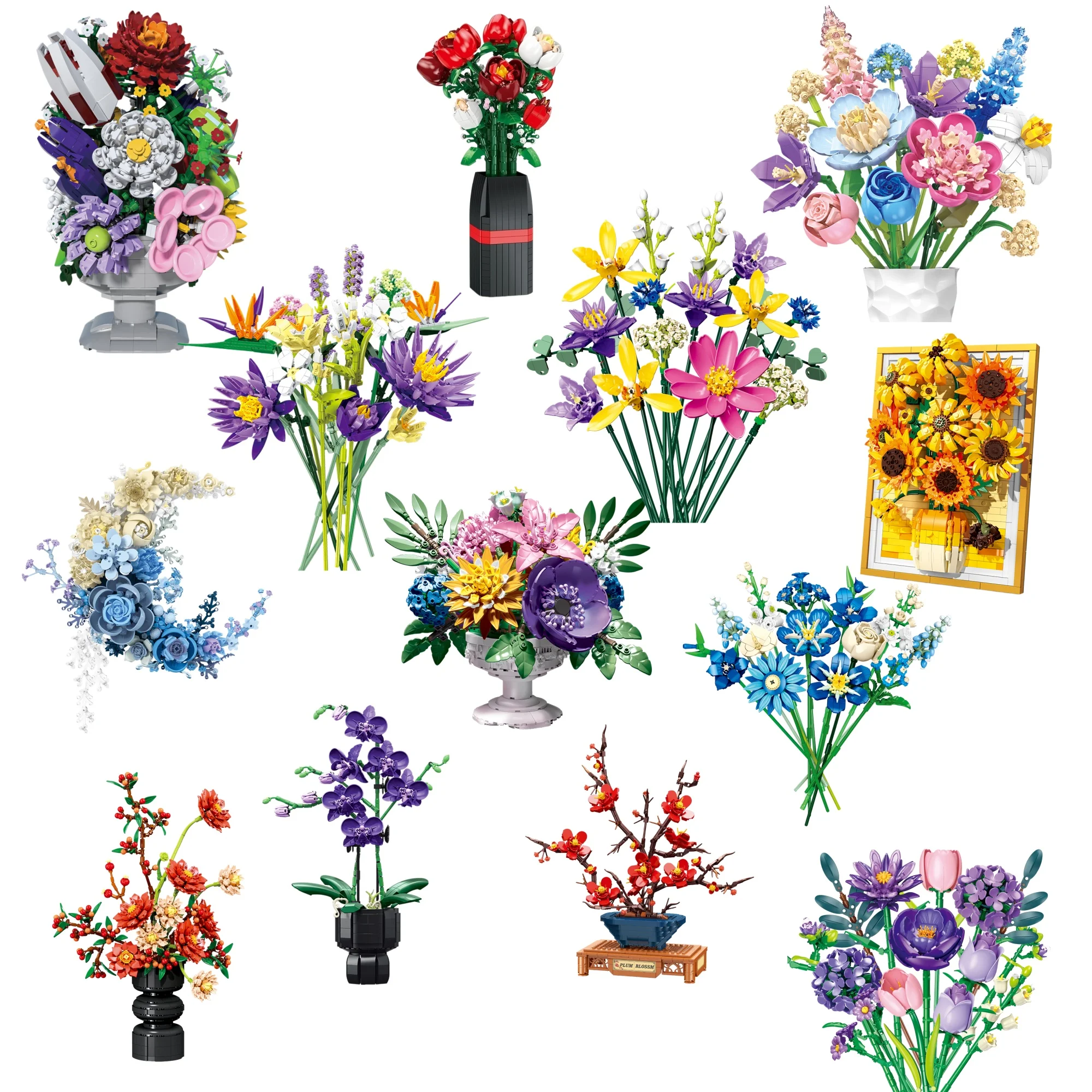 

Botanical Collection Building Blocks Flower Set DIY Rose Tulip Orchid Model Home Gift for Mom Wife Valentine's Day Mother's Day