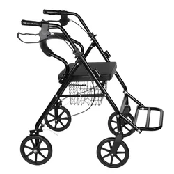 Dual Function Transport Wheelchair  Rollator Rolling Walker Combo with Hand Activated Brakes Back Support shoping cart trolley