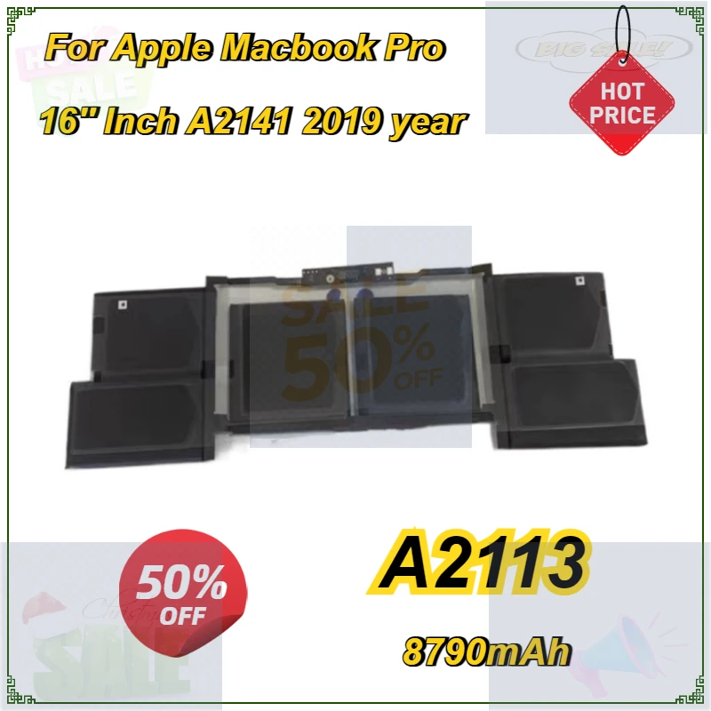 

New A2113 Laptop Battery for Apple Macbook Pro 16'' Inch A2141 2019 Year 8790mAh Notebook Bateria Replacement Battery