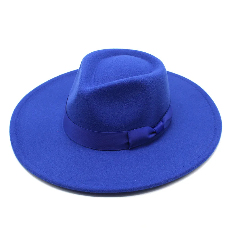 

2021 New Autumn And Winter Woolen Hat Ladies Fedora Hat Fashion Versatile British Style Wide Brim Concave Top Felt Cap