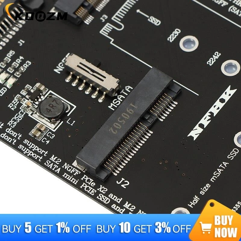 2 NGFF MSATA SSD To SATA 3.0 Adapter 2 In 1 Converter Card For PC Laptop