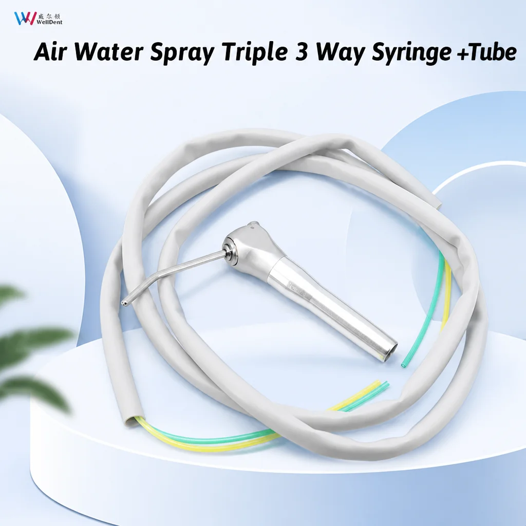 

Dental Air Water Spray Triple 3 Way Syringe Handpiece + 2 Nozzles Tips Tubes + Silicone Tube Hose Dental Lab Dentist Equipment
