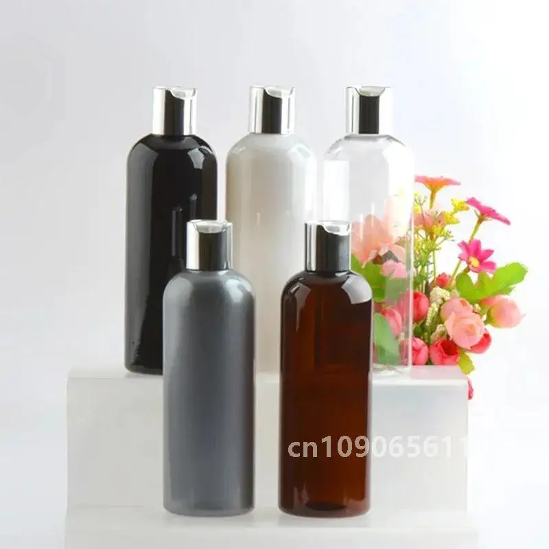 24Pcs 300ml Disc Cap Plastic Lotion Bottle Shampoo Shower Gel Oil PET Refillable Bottles Travel Set Cosmetic Storage Container