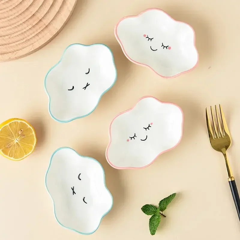 Cute Clouds Dipping Sauce Dish Hot Pot Seasoning Dishes Salad Bowl Tableware Kitchen Ceramic Soy Vinegar Snake Dessert Plate