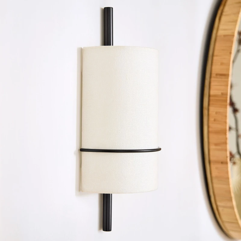 

American Fabric Retro Warm Living Room TV Background Wall Corridor Bedroom Headboard Foyer Designer's Creative Simple Wall Lamp