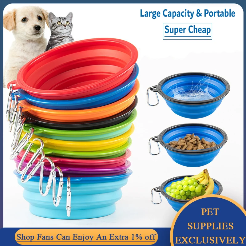 350ml/1000ml Folding Cat Dog Water Bowl Silicone Collapsible Dishes Pet Bowl Outdoor Puppy Food Container Feeder Dropshopping