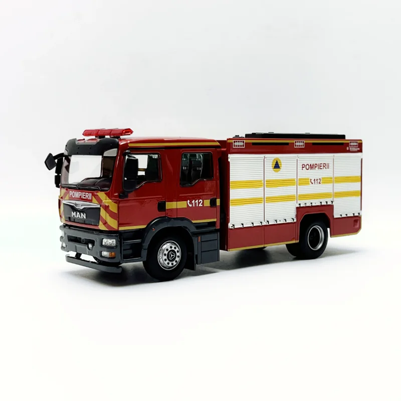 Diecast 1/43 MAN Rescue Major Fire Engine Alloy Car Model Simulation Toy Collection Adult Gift Static Display Desktop Decoration