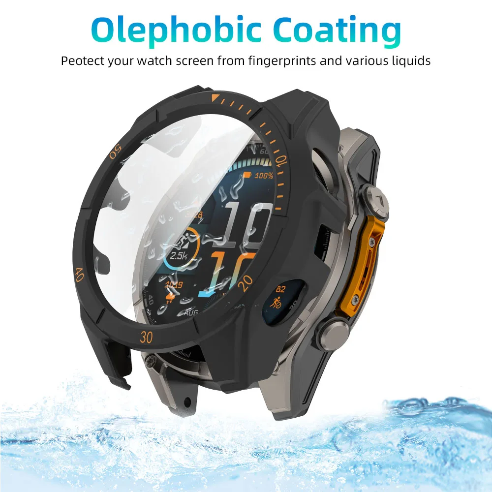 Glass+PC Case for Garmin Fenix 8 51mm 47mm 43mm AMOLED Solar Screen Protector Tempered Glass Bumper Protective Cover Accessories