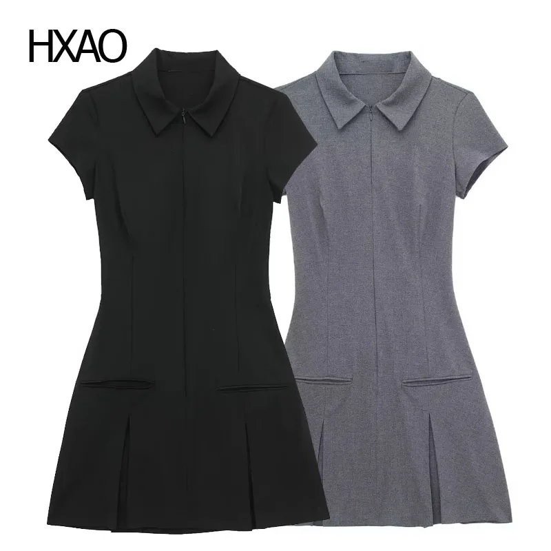 

HXAO Women's Dresses Mini Black Dress Short Dresses Summer Dresses for Women Short Sleeve Female Dress Casual Dress 2024