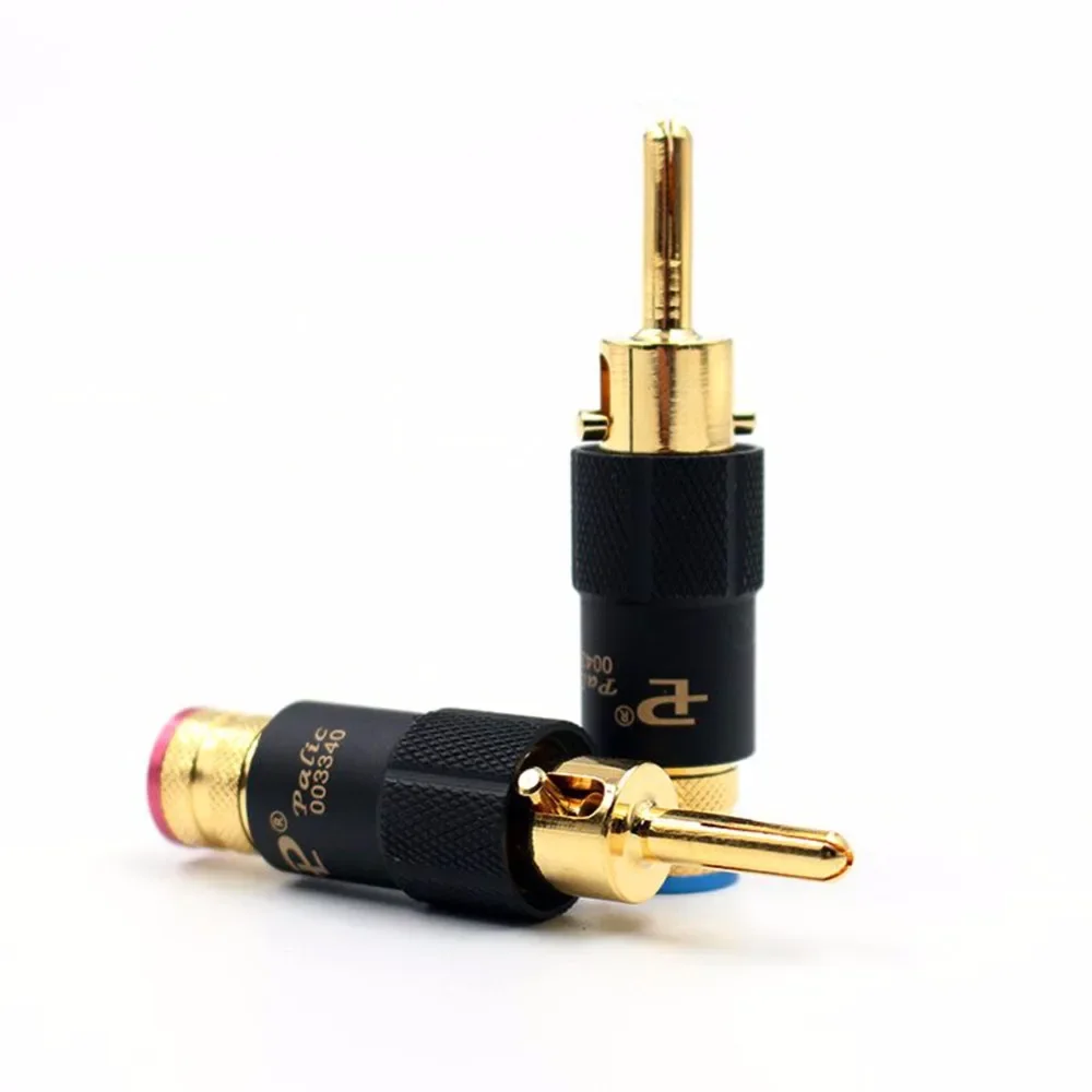 Áudio Banana Speaker Plug, Bloqueio de Parafuso, Cabo, Fio Conector, Banhado a Ouro 24K, Banhado a Ródio, 4Pcs, 10mm