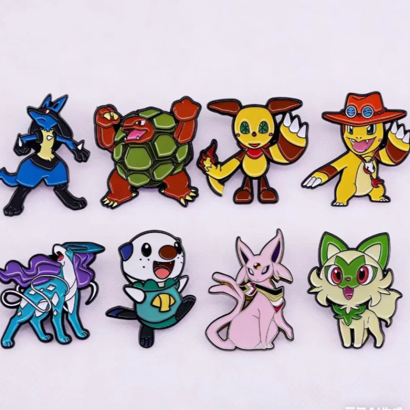 8 Stile Pokemon Lucario Anstecknadel Cartoon Emaille-Pin Brosche Rucksack Jeans Jacke Abzeichen Broschen für Kleidung Schmuck Accessoires