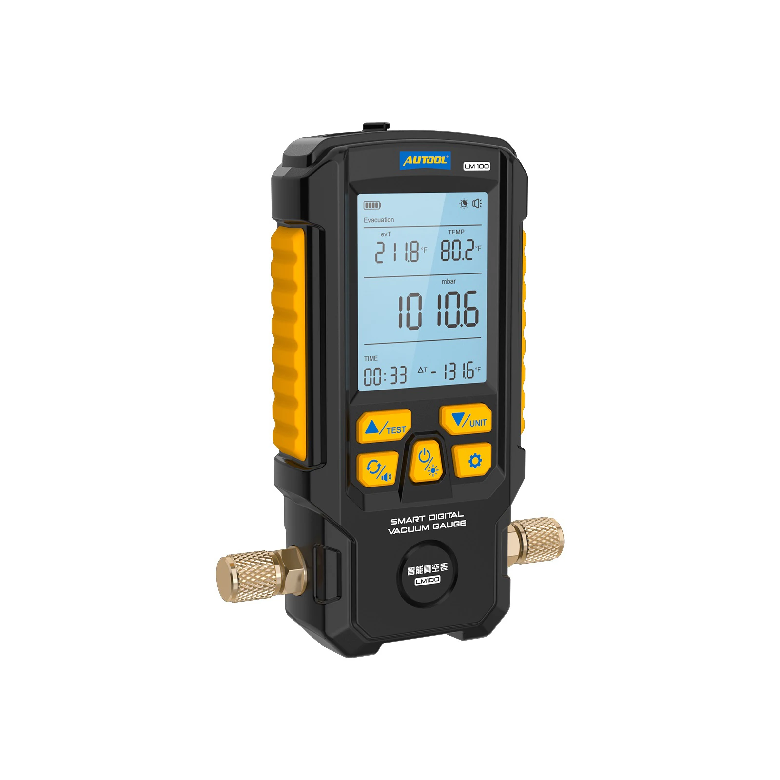 

AUTOOL LM100 Smart Digital Vacuum Gauge LCD HD Display Pressure Leak Test Vacuum Pressure Test Tool Kit
