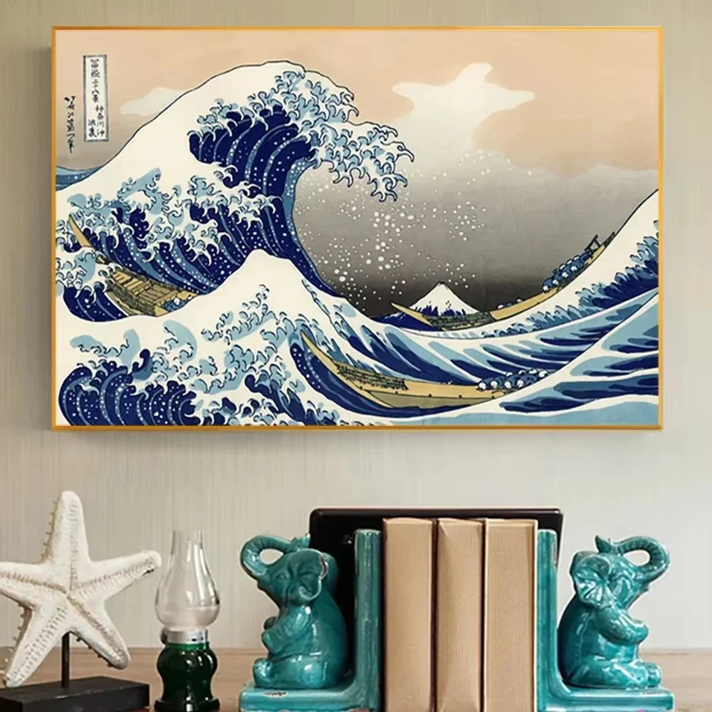 DIY Oil Painting Great Wave of Kanagawa Vintage Japanese Artwork Paint By Numbers Canvas Wall Art Home Decor Gift Frameless