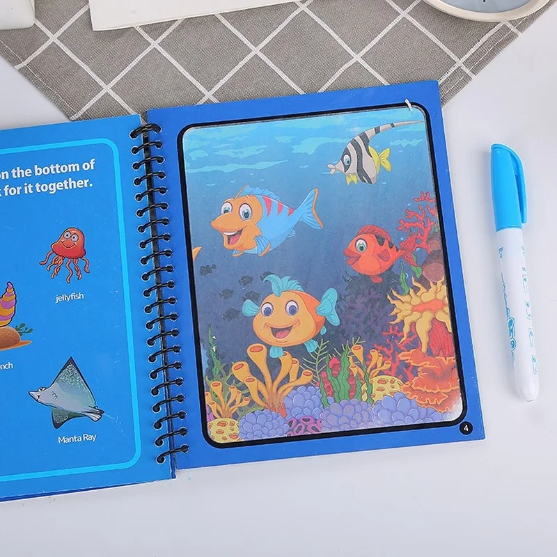 Children Magic Water Drawing Book Reusable Coloring Book Kids Magic Graffiti Painting Board Montessori Baby Early Education