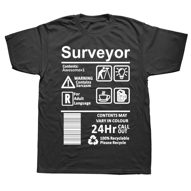 Things To Do for A Land Survey T Shirts Sarcastic Surveyor T Shirt Graphic Streetwear Short Sleeve Birthday Gifts T-shirt