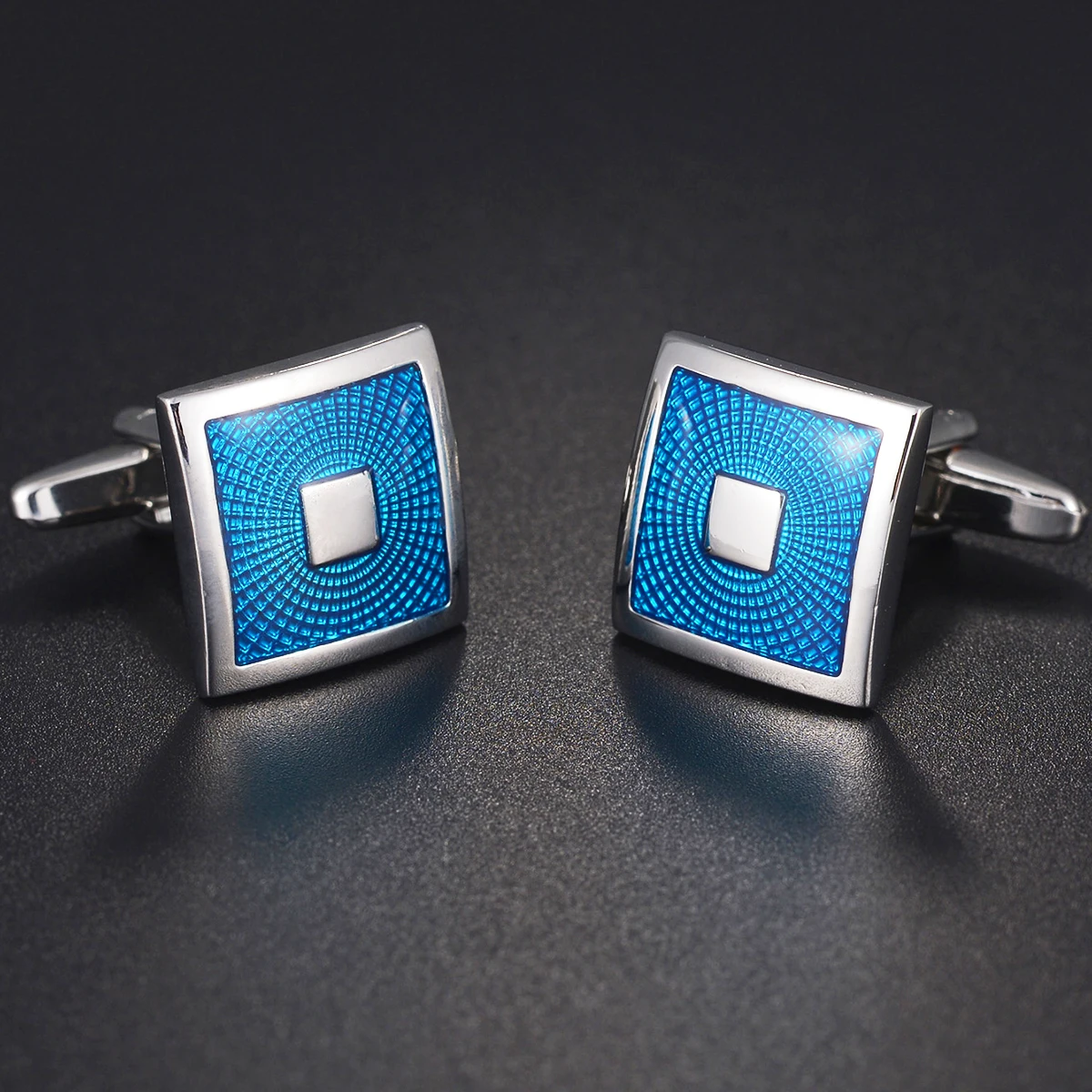 High Quality Wooden/Crystal/Carbon Metal Geometric Cufflinks for Mens French Business Shirt Cuff Links Square Men\'s Cufflinks