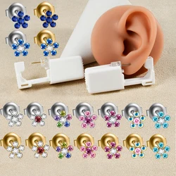 1pc Disposable Sterile Ear Piercing Unit Flower Zircon Ear Tragus Piercing Gun NO PAIN Piercer Tool Machine Kit Stud